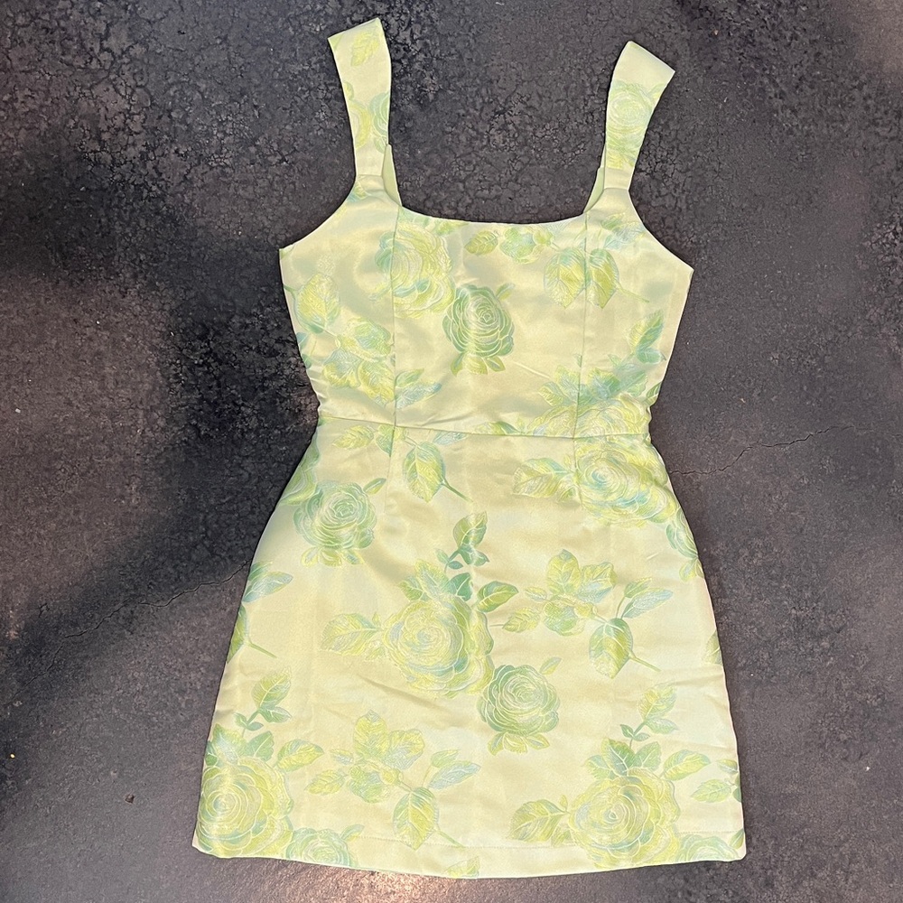 Lulu's Mint Green Floral Mini Dress